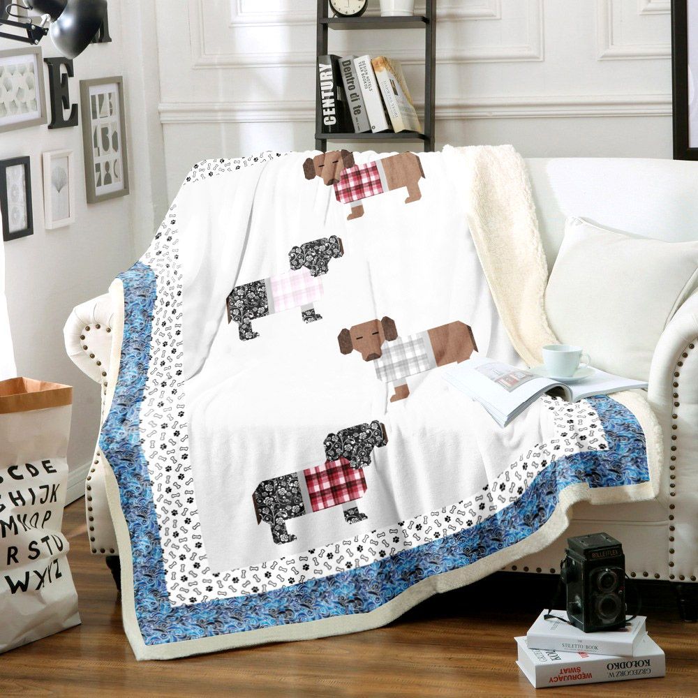 Dachshund Sherpa Fleece Blanket
