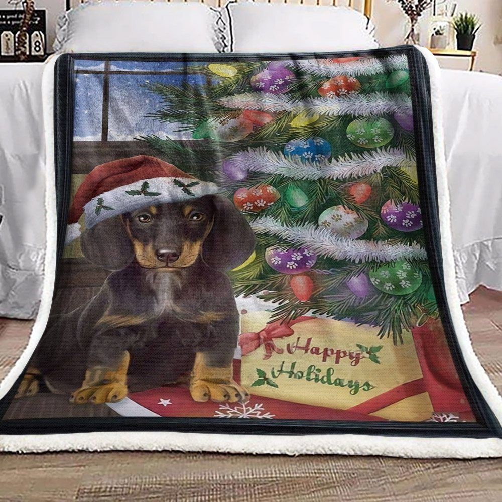 Dachshund Sherpa Fleece Blanket