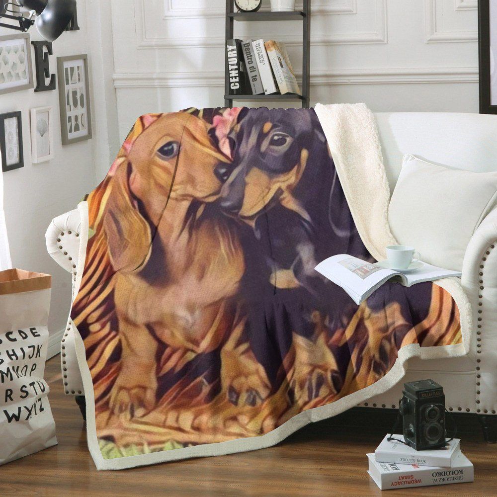 Dachshund Sherpa Fleece Blanket
