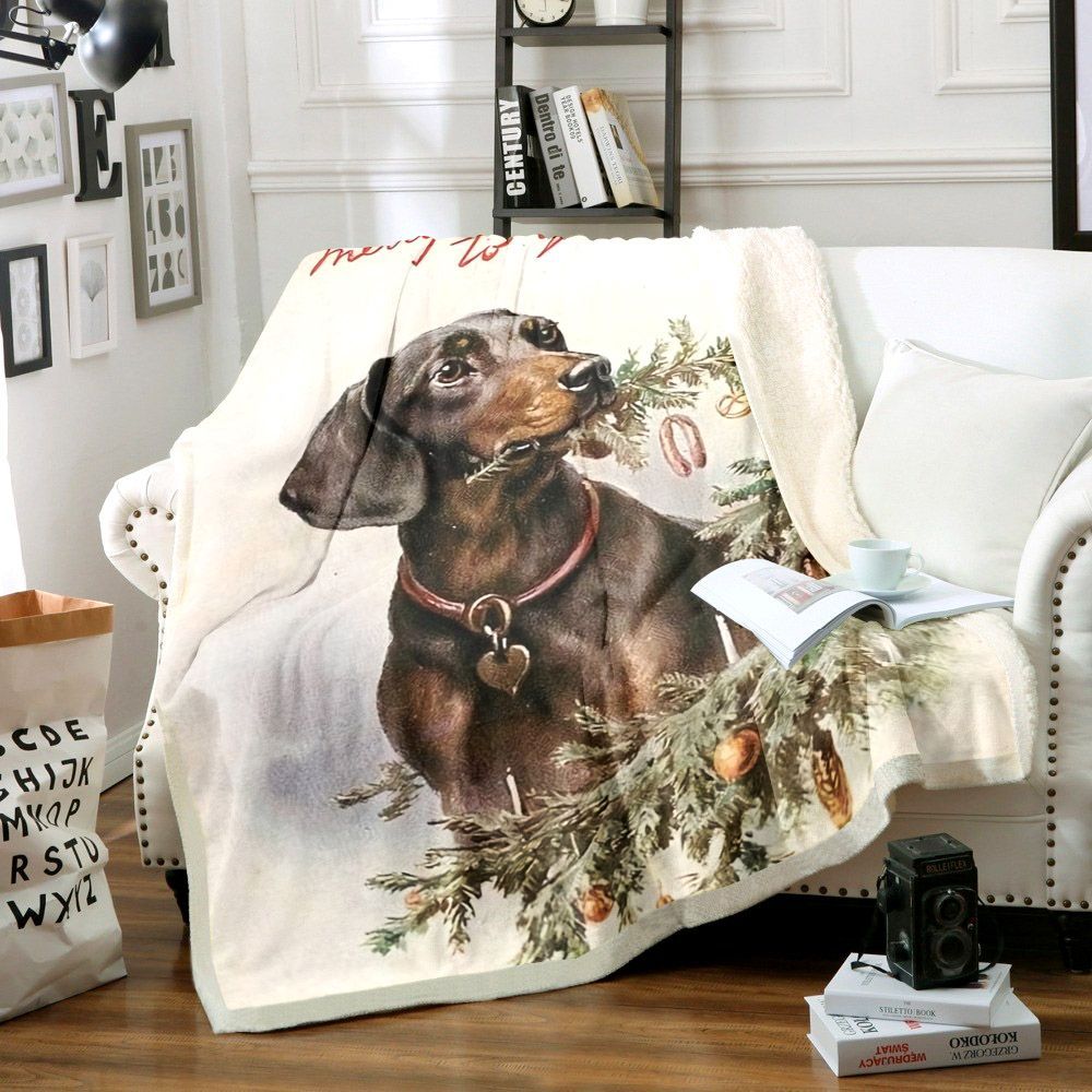 Dachshund Sherpa Fleece Blanket