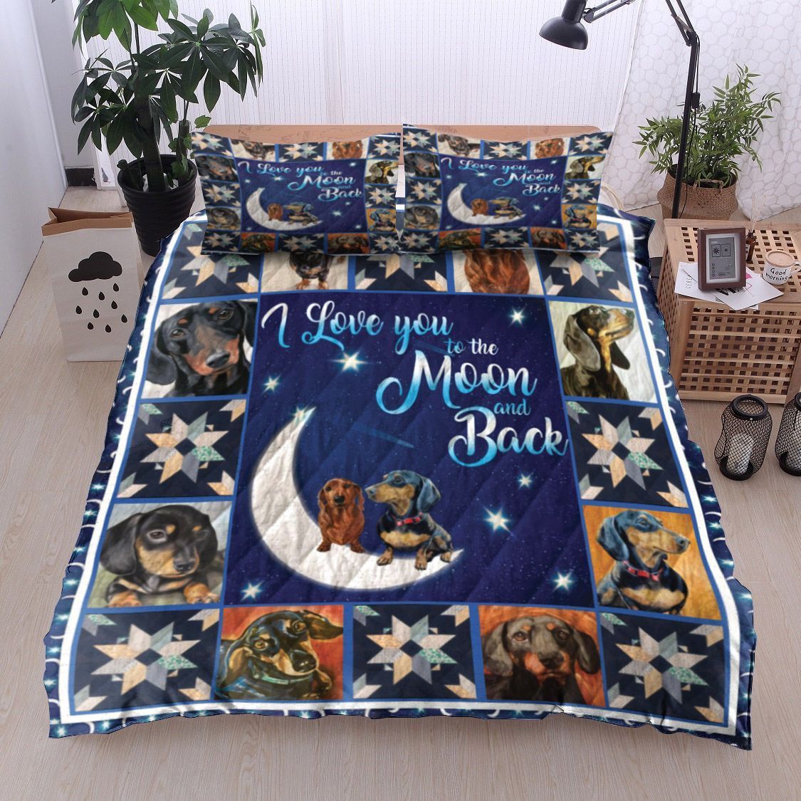 Dachshund I Love You To The Moon And Back Bedding Set