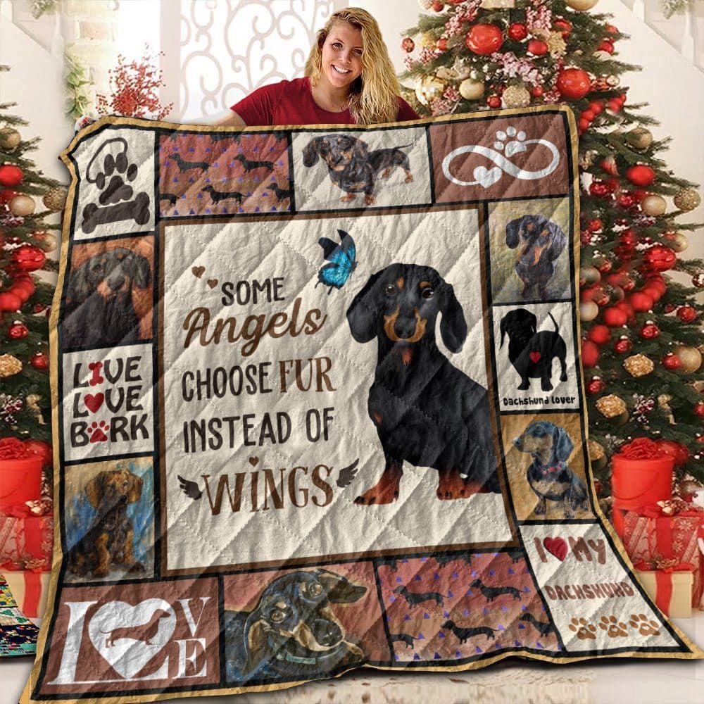 Dachshund Instead Of Wings Quilt Blanket Christmas Christmas Gifts Merry Christmas Holiday Gifts Gift Dhc03011708Dd