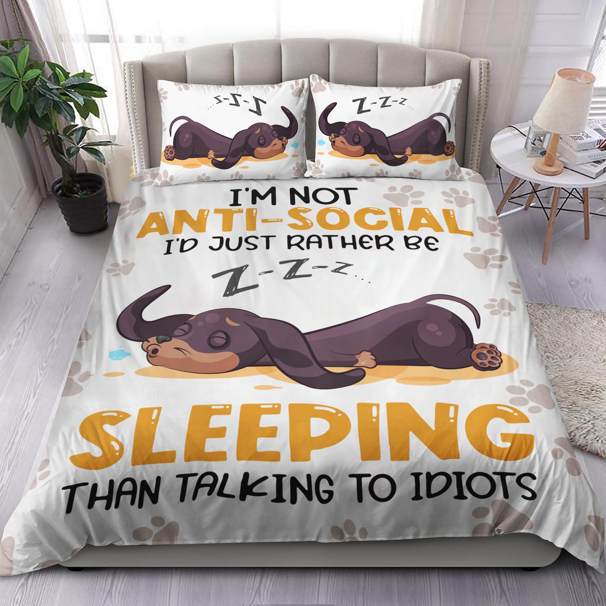 Dachshund Is Not Anti Social Bedding Set
