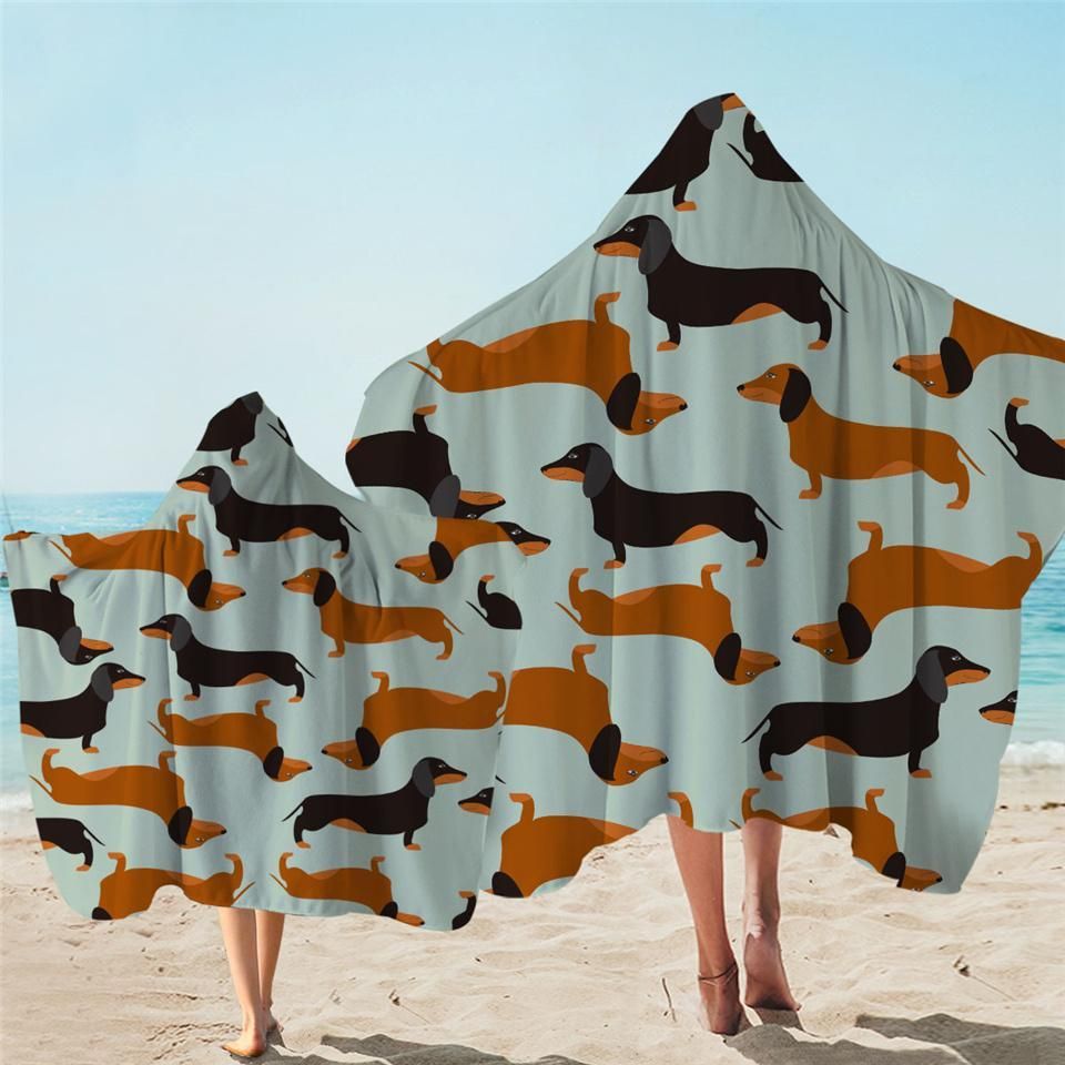 Dachshund Jade Gift For Dog Lovers Printed Hooded Towel