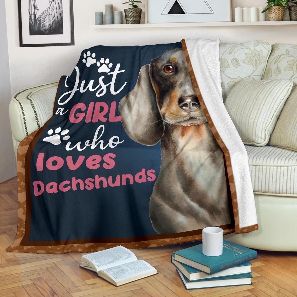 Dachshund Just A Girl Sherpa Fleece Blanket