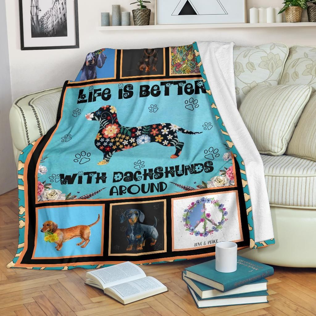 Dachshund Life Better Sherpa Fleece Blanket