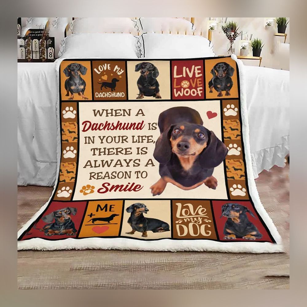 Dachshund Live Love Woof Sherpa Fleece Blanket