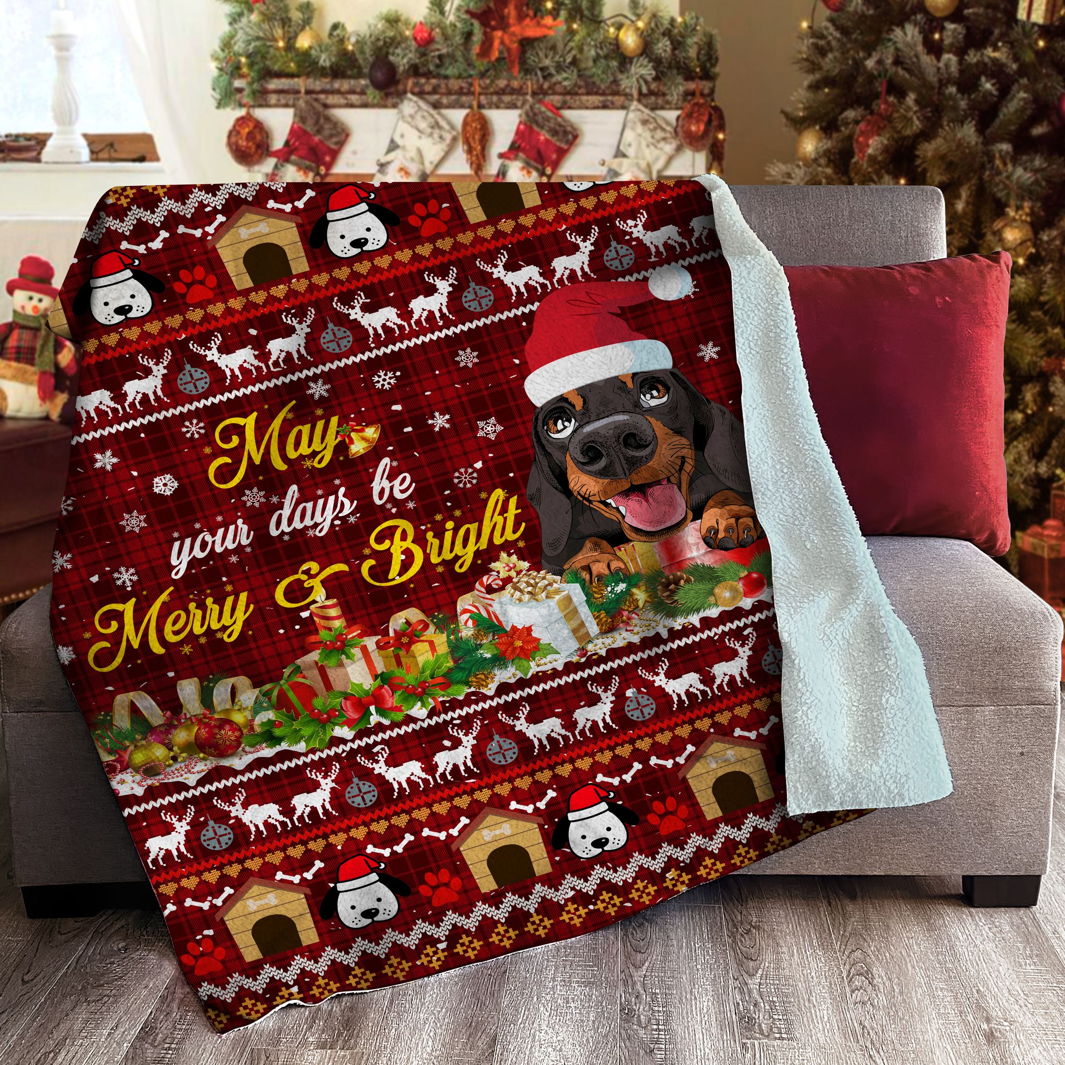 Dachshund Sherpa Fleece Blanket