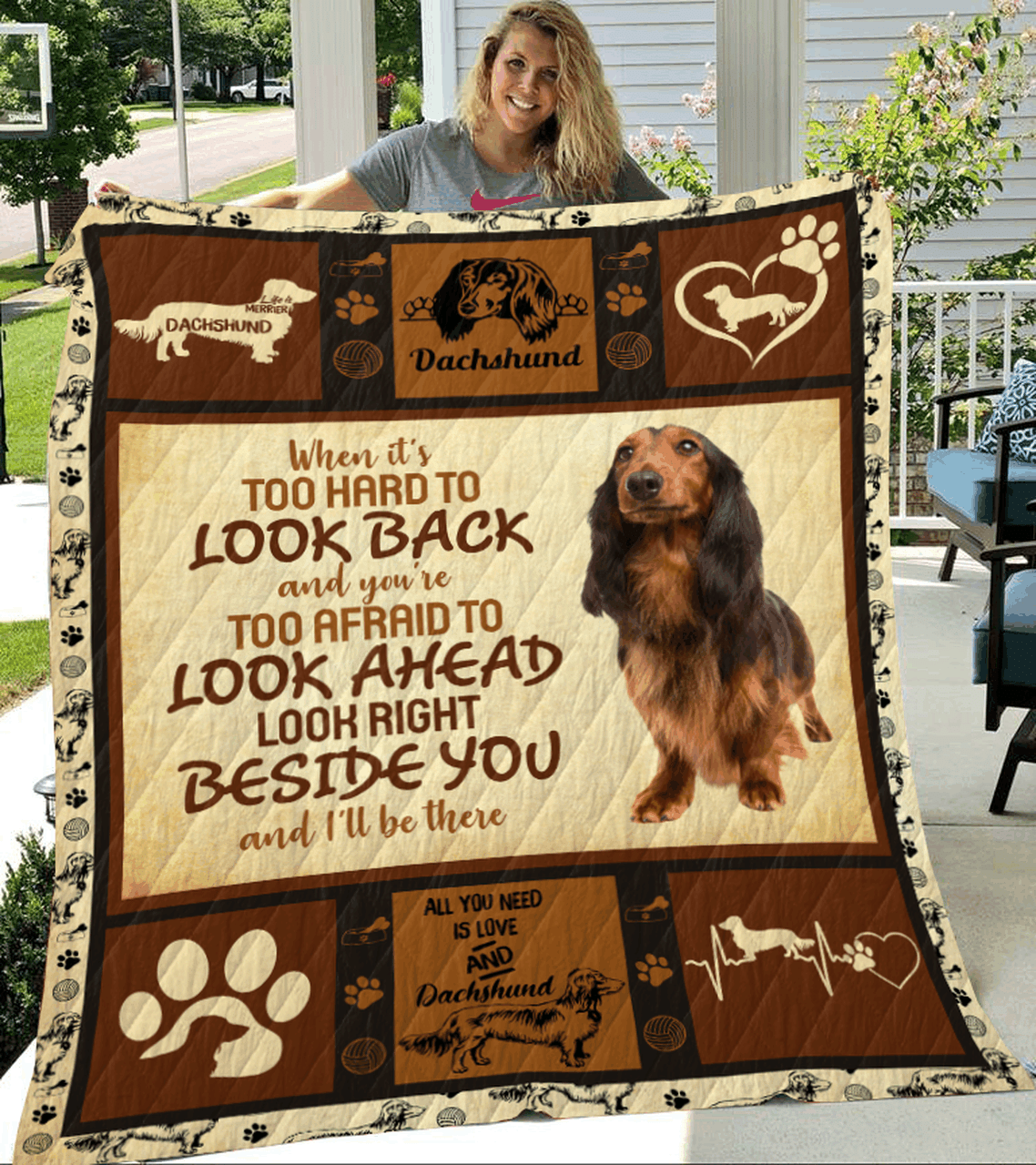 Dachshund Longhair Sherpa Fleece Blanket