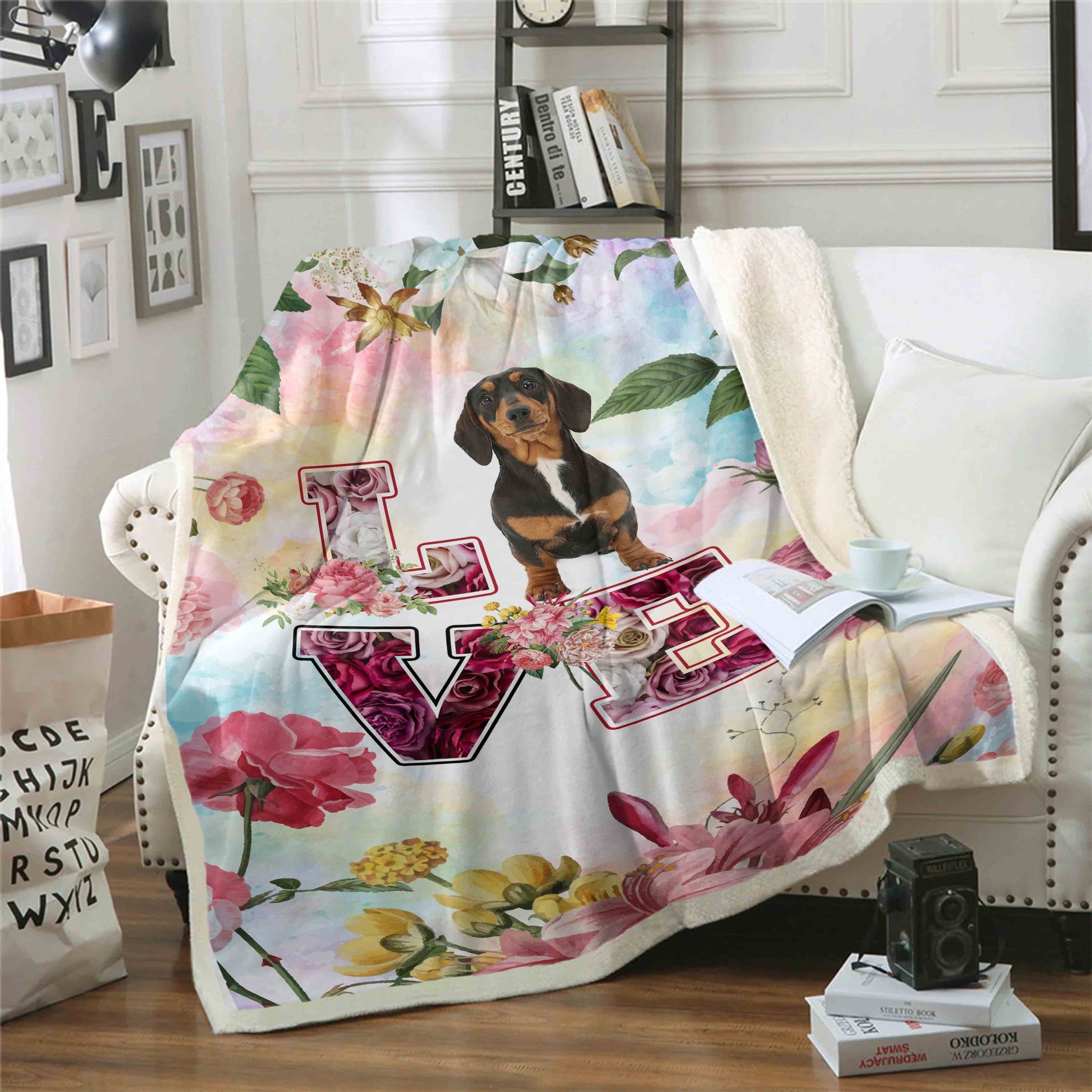 Dachshund Love Sherpa Fleece Blanket