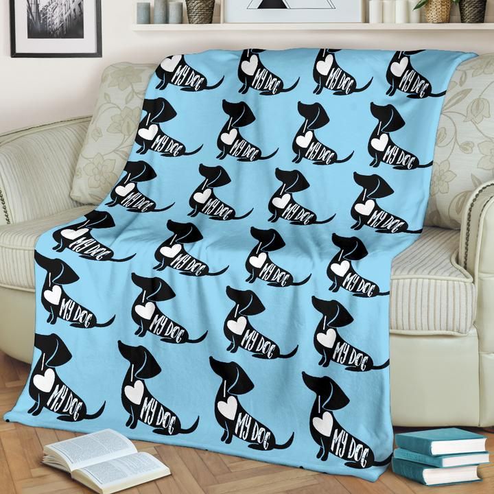 Dachshund Love My Dog Sherpa Fleece Blanket