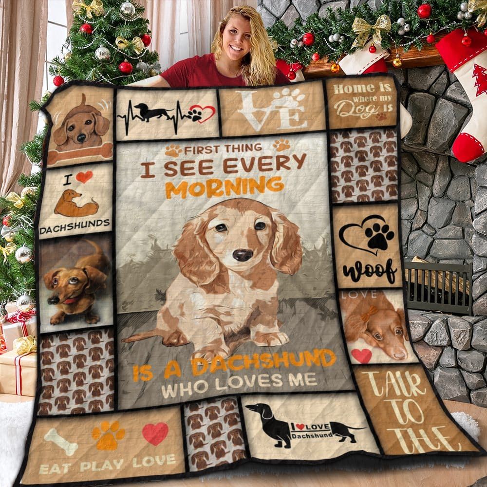 Dachshund Love This Moment Quilt Blanket Christmas Christmas Gifts Merry Christmas Holiday Gifts Gift Dhc03011656Dd