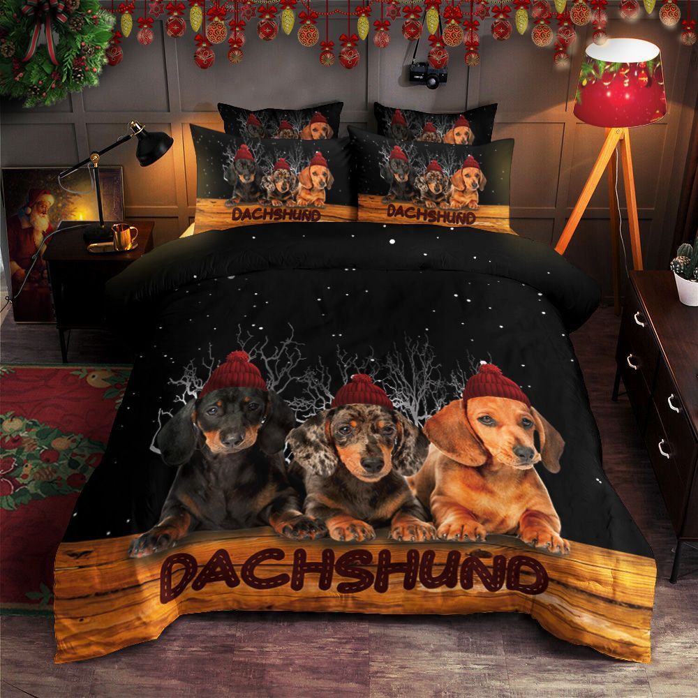 Dachshund Merry Christmas Bedding Set