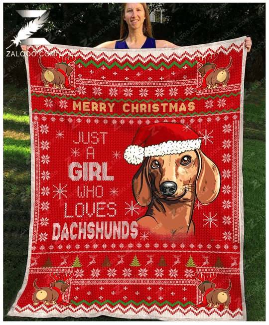 Dachshund Merry Christmas Sherpa Fleece Blanket