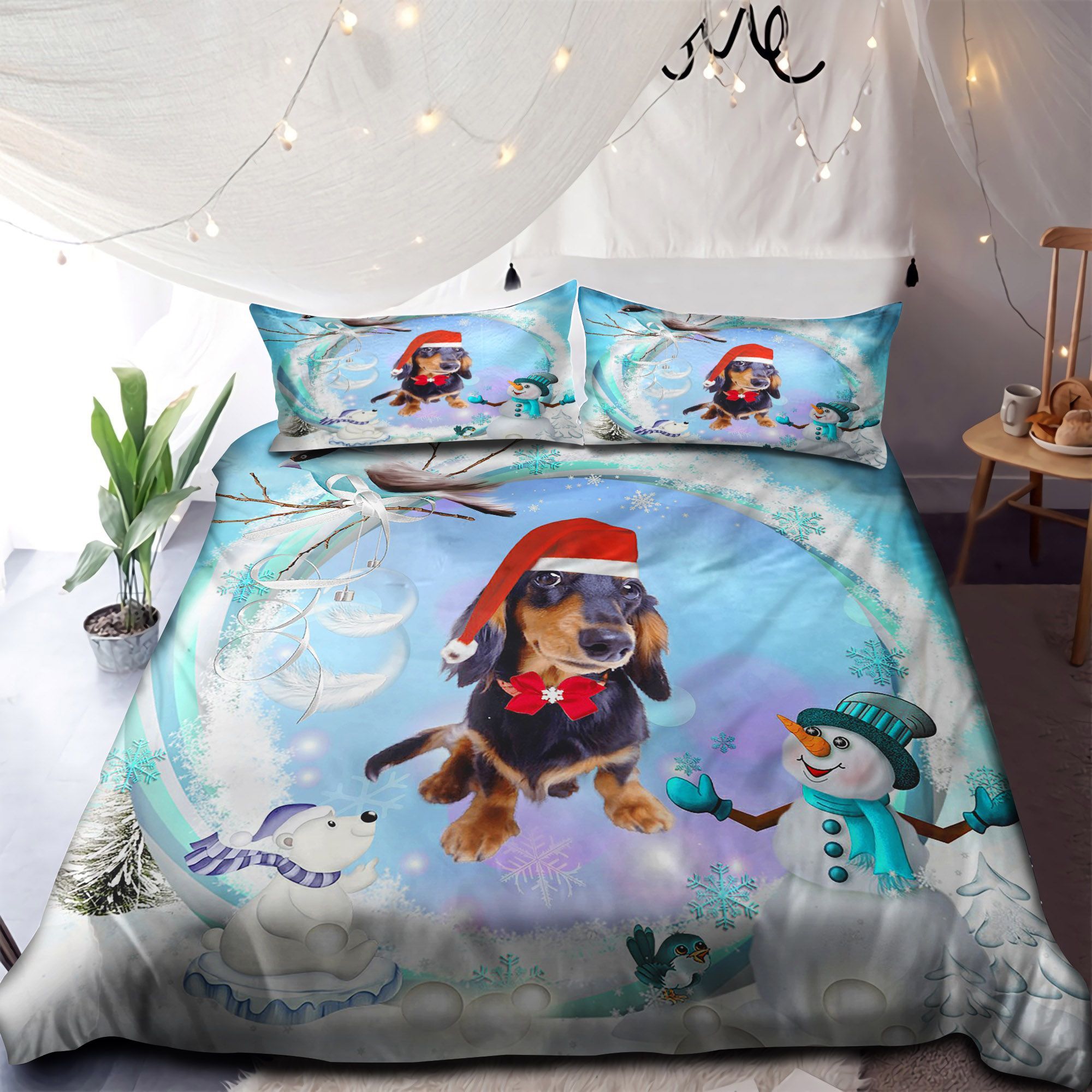 Dachshund Merry Christmas Bedding Set