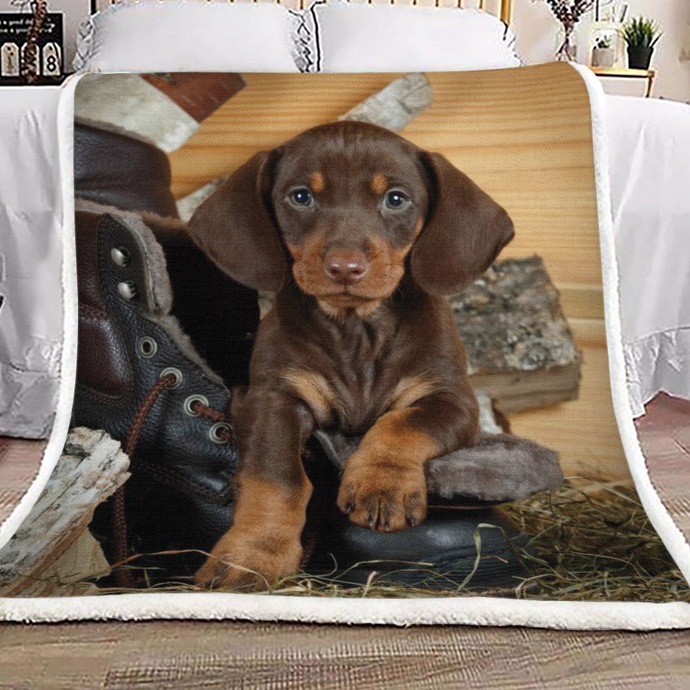 Dachshund Sherpa Fleece Blanket