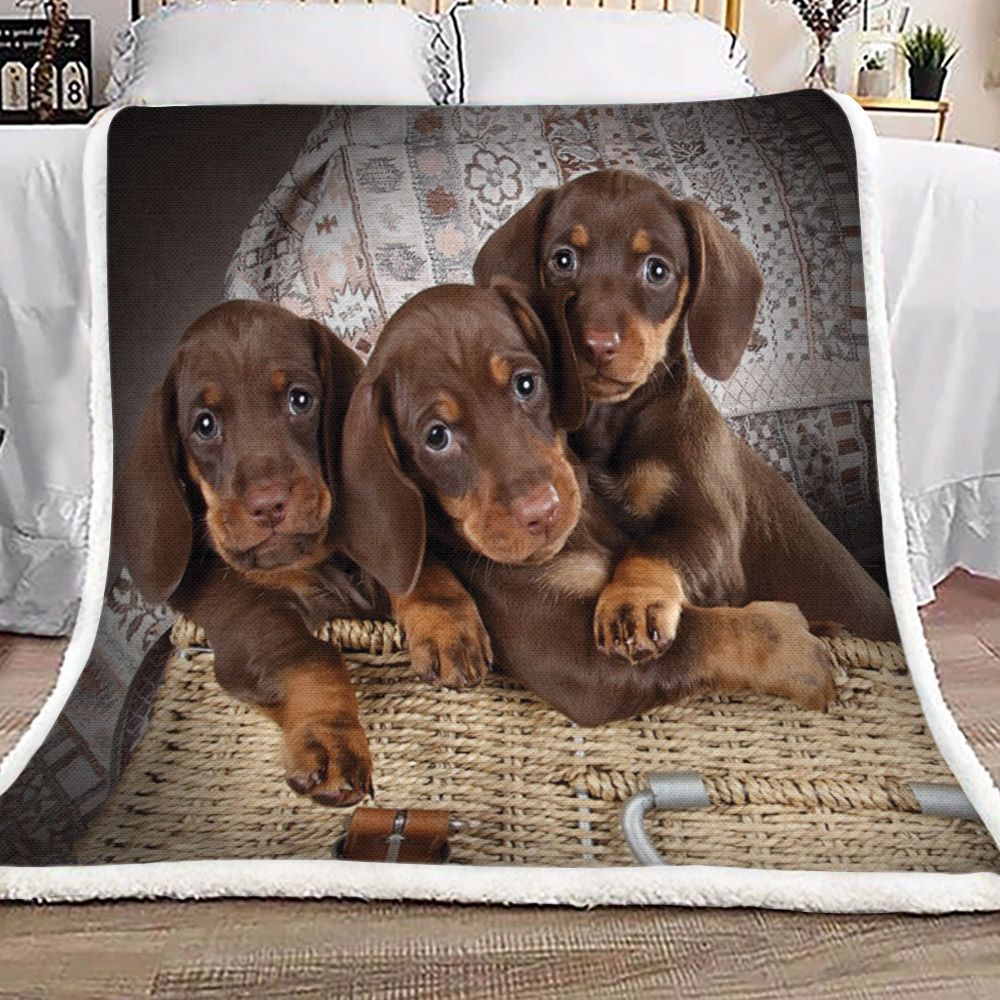 Dachshund Sherpa Fleece Blanket