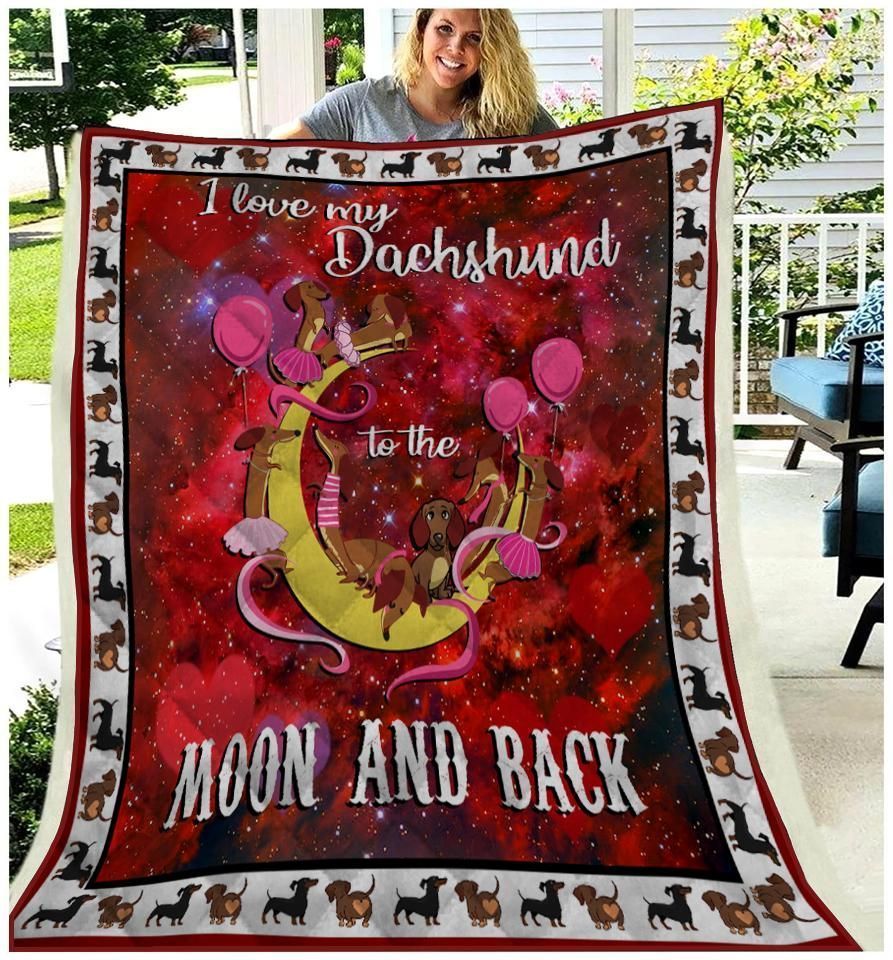 Dachshund Moon And Back Sherpa Fleece Blanket