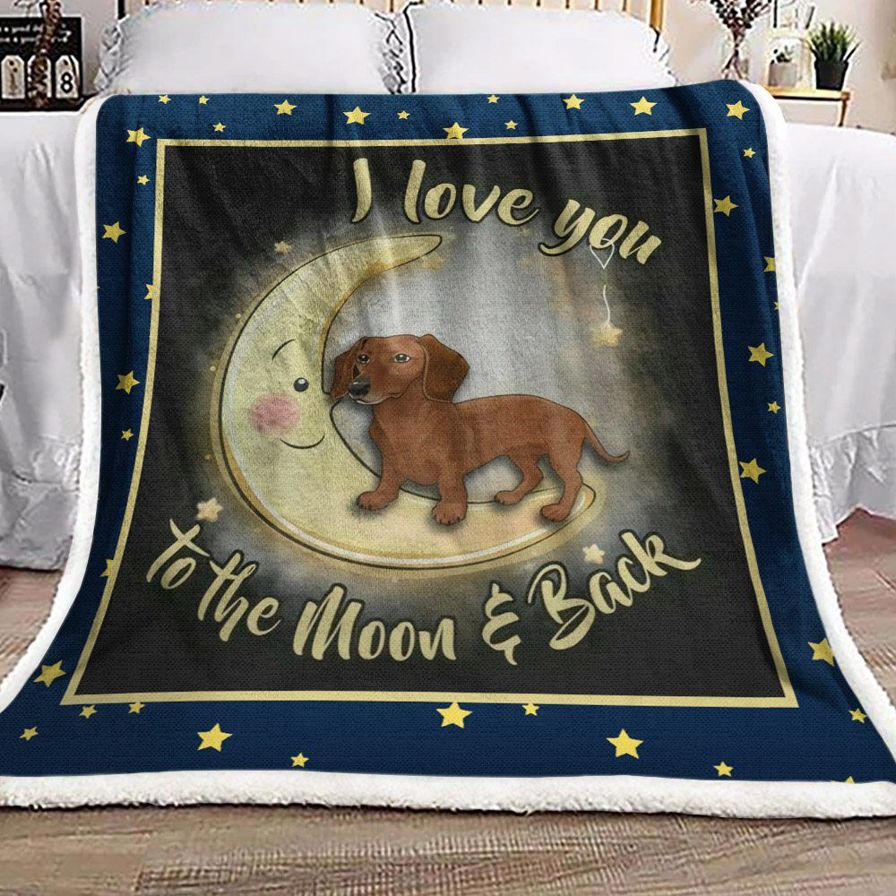 Dachshund Moon Sherpa Fleece Blanket