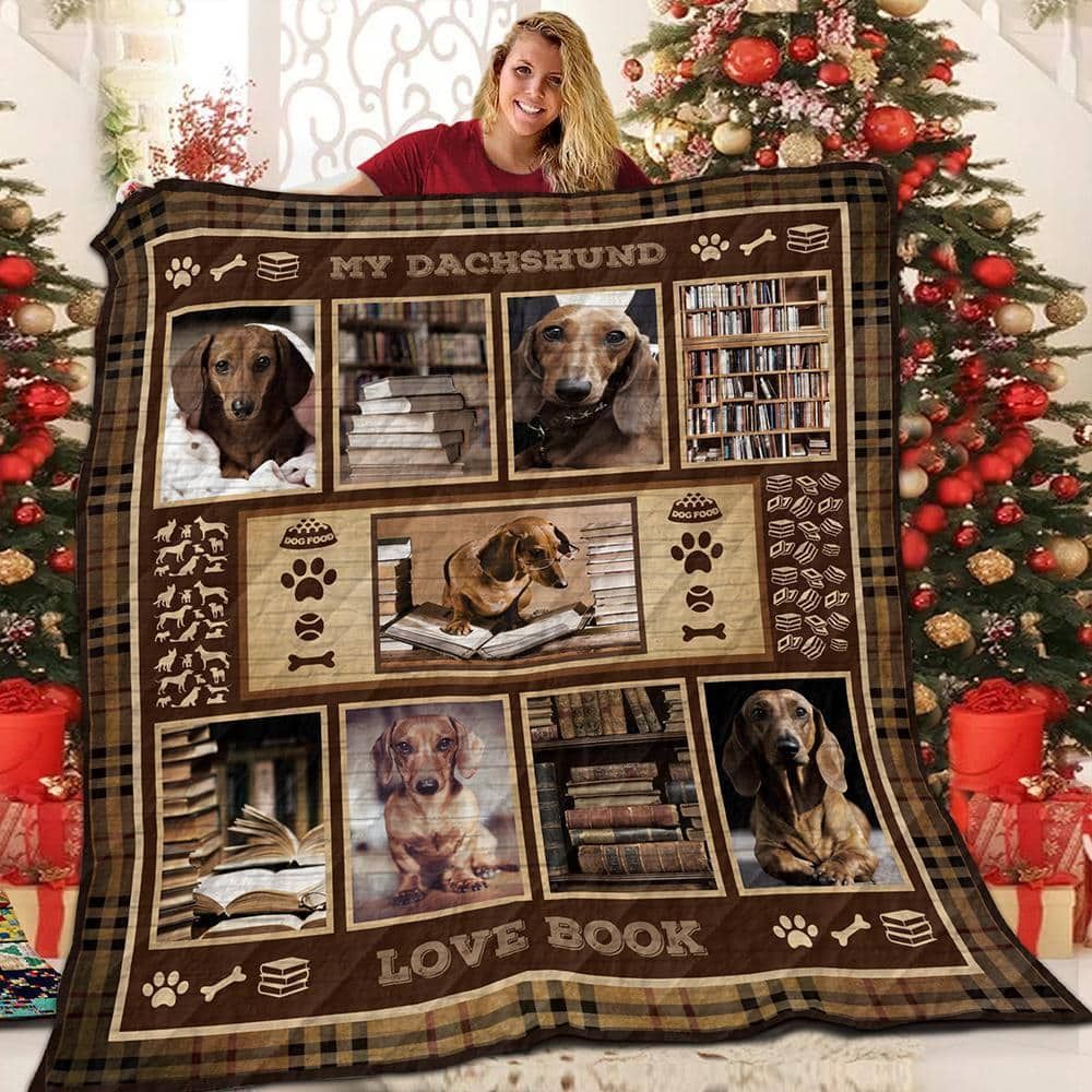 Dachshund My Dachshund Love Book Quilt Blanket Christmas Christmas Gifts Merry Christmas Holiday Gifts Gift Dhc03011705Dd