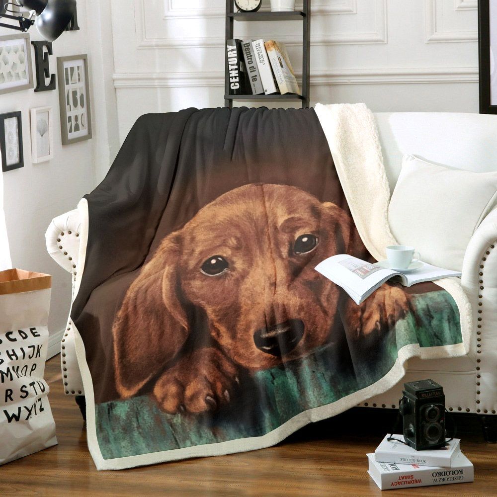 Dachshund Sherpa Fleece Blanket