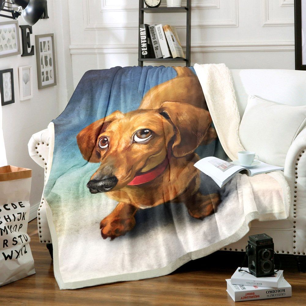 Dachshund Sherpa Fleece Blanket