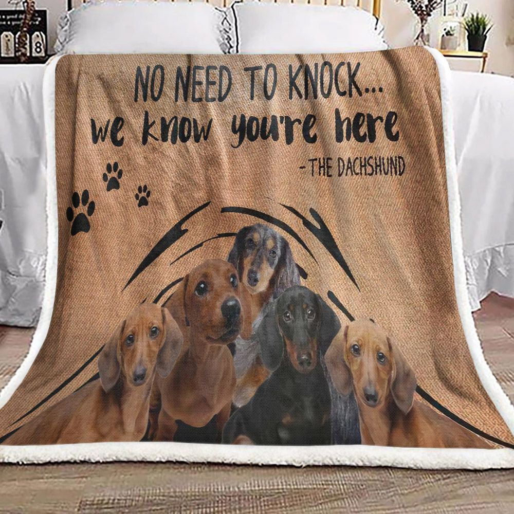 Dachshund No Need To Knock Sherpa Fleece Blanket