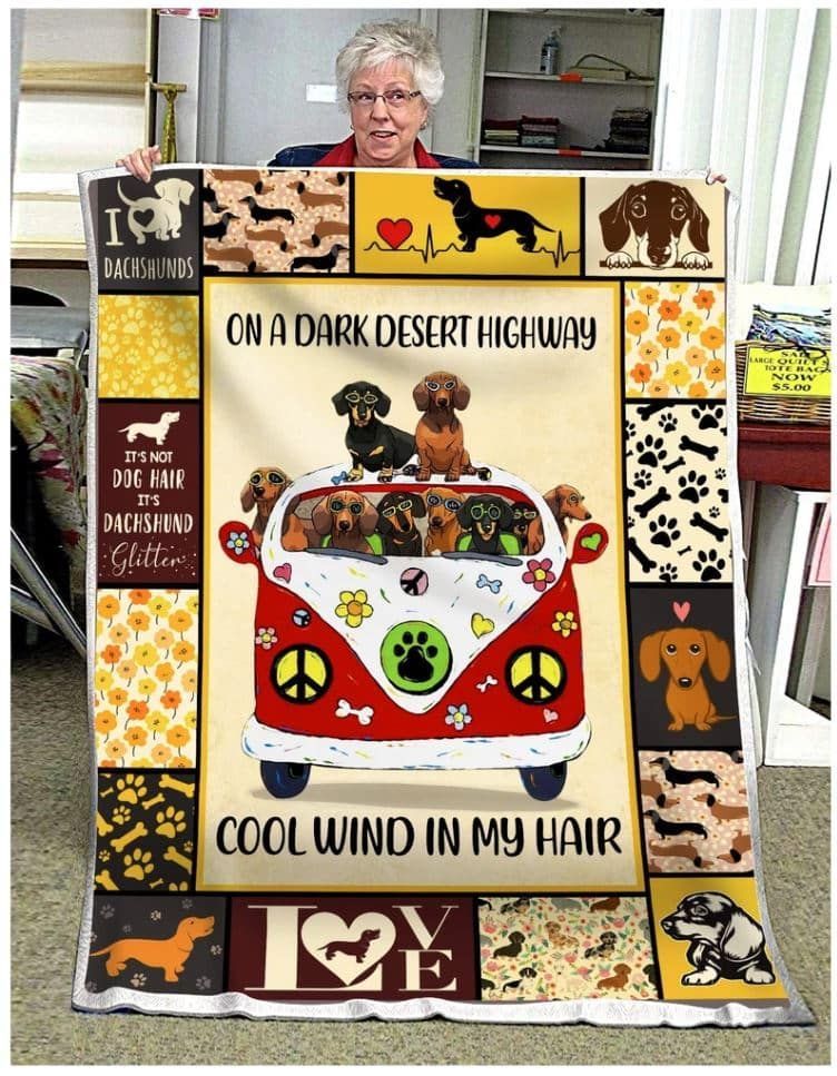 Dachshund On Bus Sherpa Fleece Blanket
