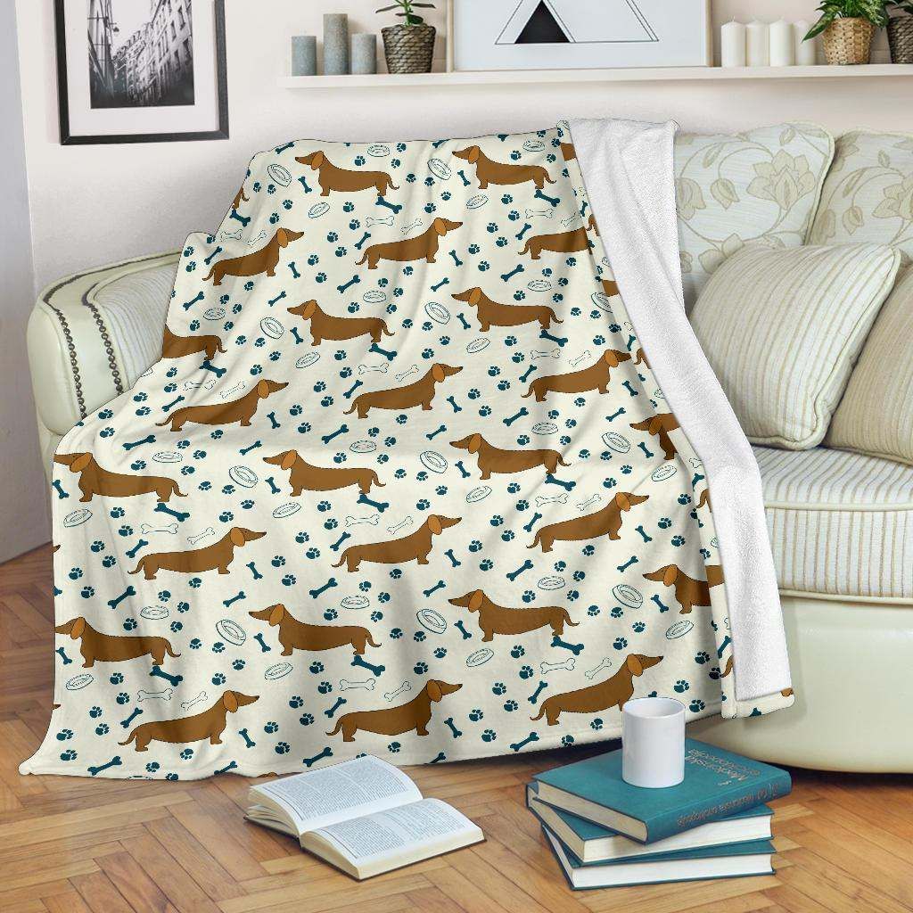 Dachshund Pattern Sherpa Fleece Blanket
