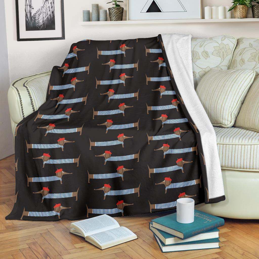 Dachshund Pattern Sherpa Fleece Blanket