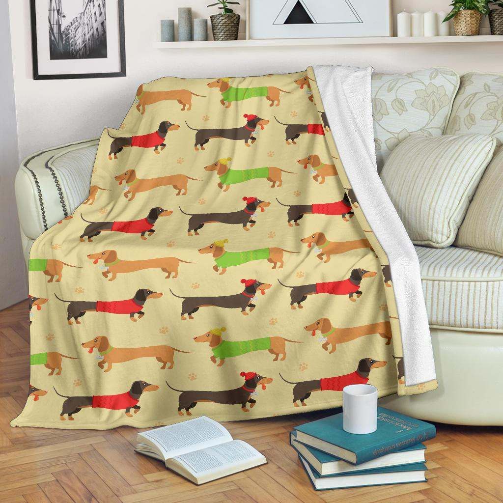 Dachshund Pattern Sherpa Fleece Blanket