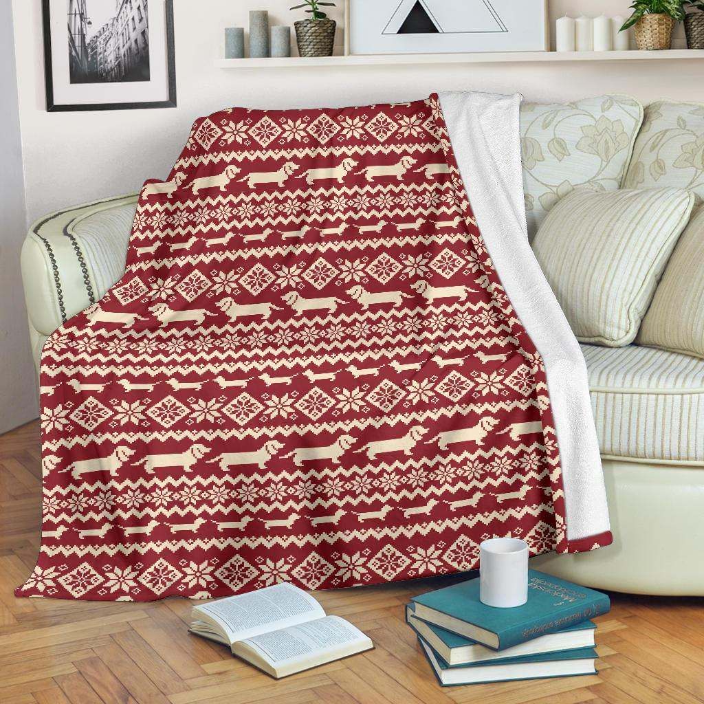 Dachshund Pattern Sherpa Fleece Blanket