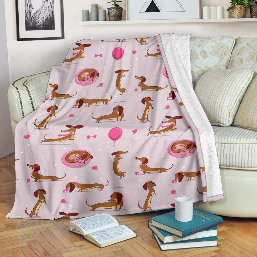 Dachshund Pattern Sherpa Fleece Blanket