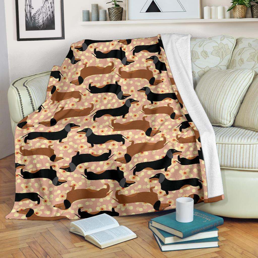 Dachshund Pattern Sherpa Fleece Blanket