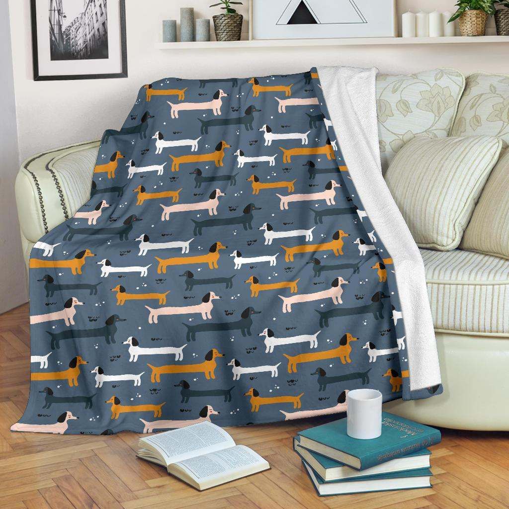 Dachshund Pattern Sherpa Fleece Blanket