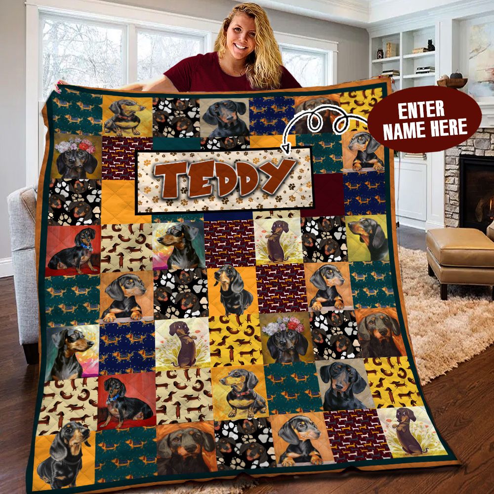 Dachshund Personalized BBB150953MH Quilt Blanket