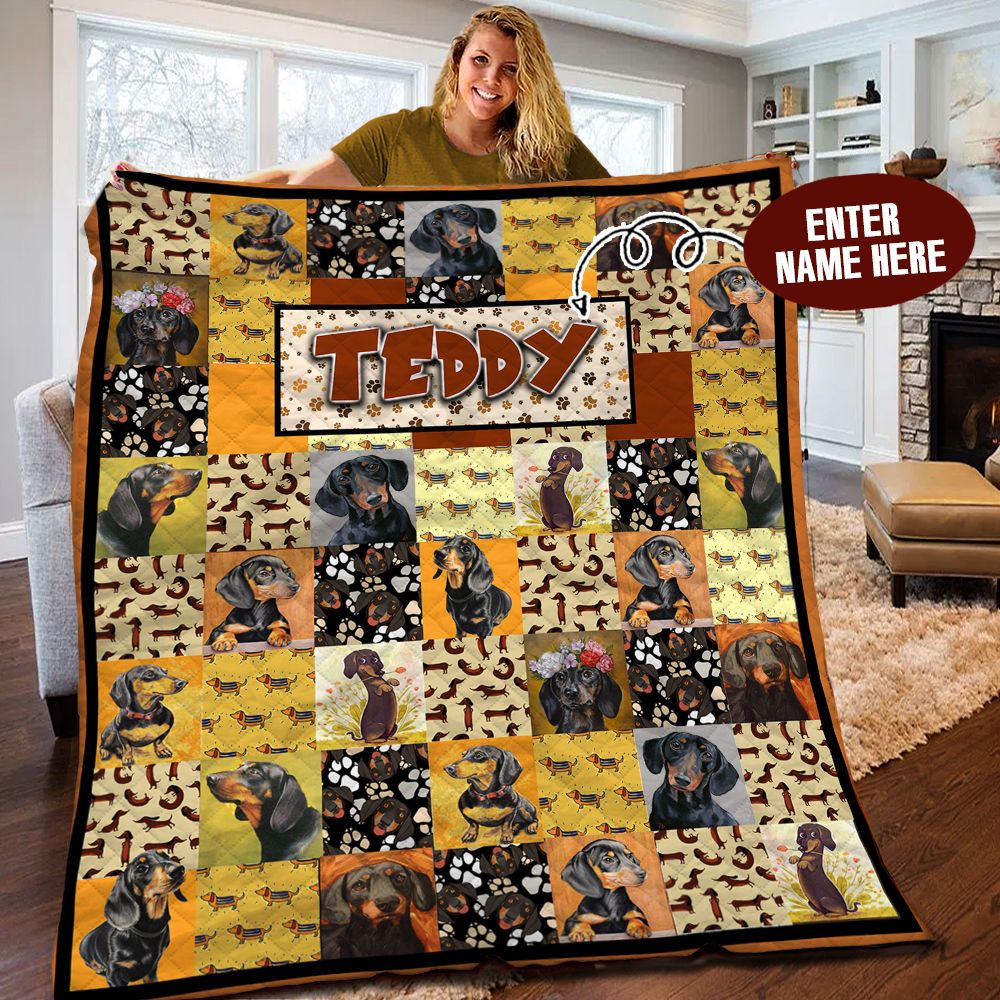 Dachshund Personalized BBB150954MH Quilt Blanket
