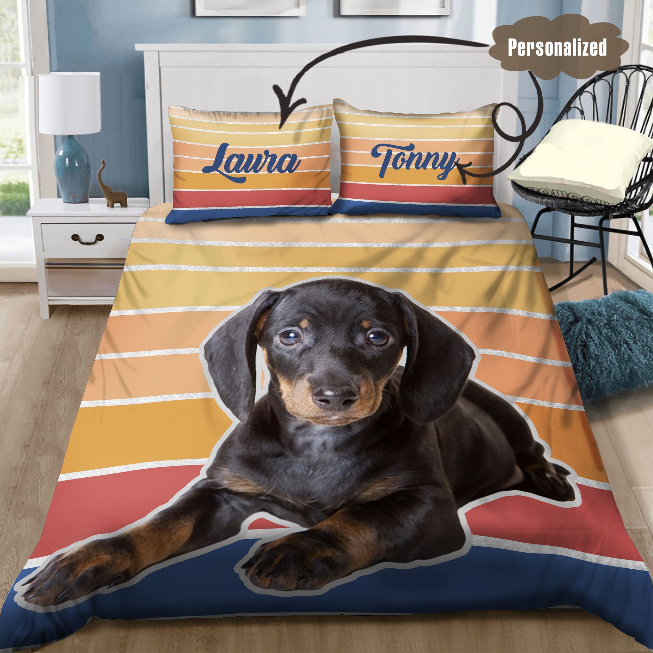 Dachshund Personalized Bedding Set