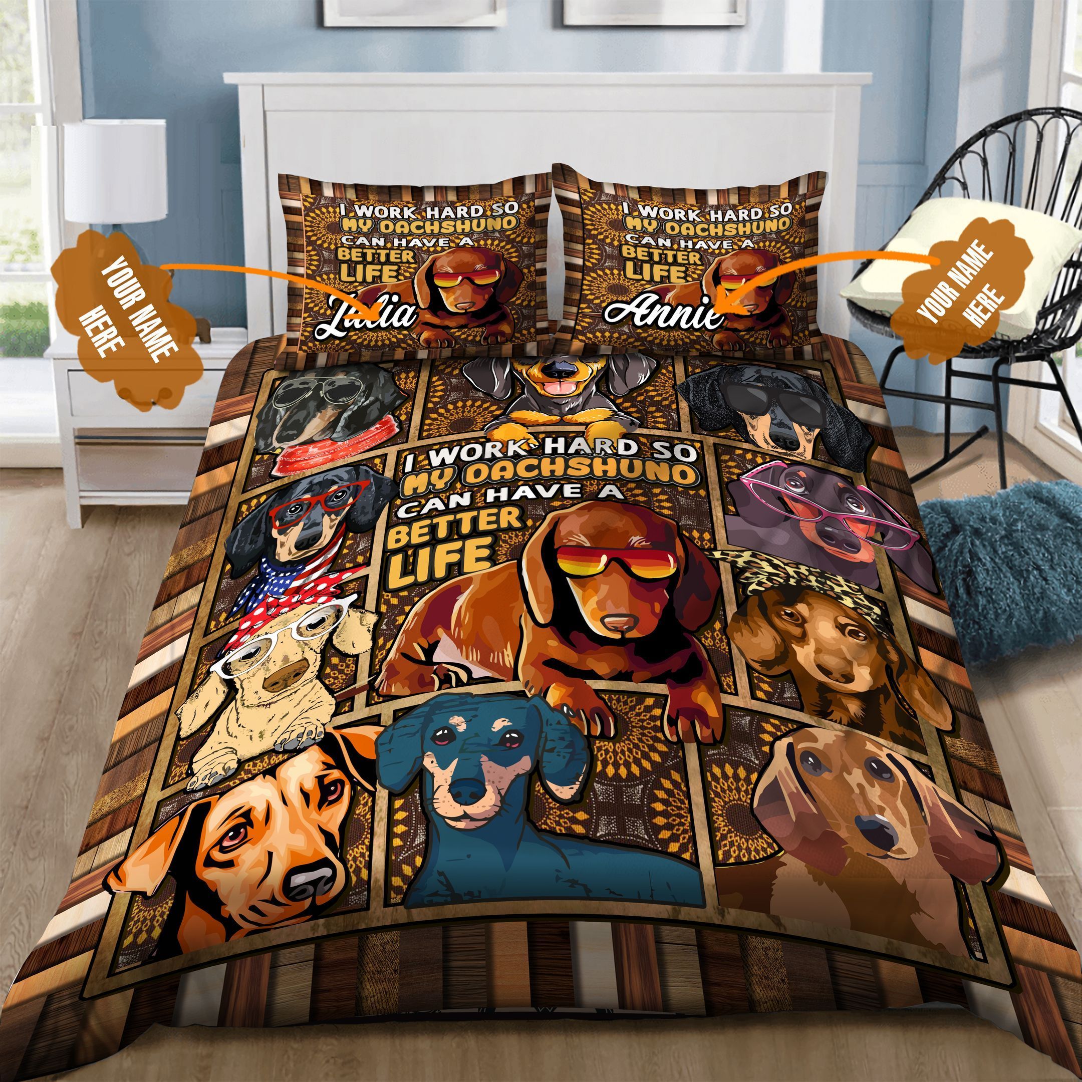 Dachshund Personalized Bedding Set