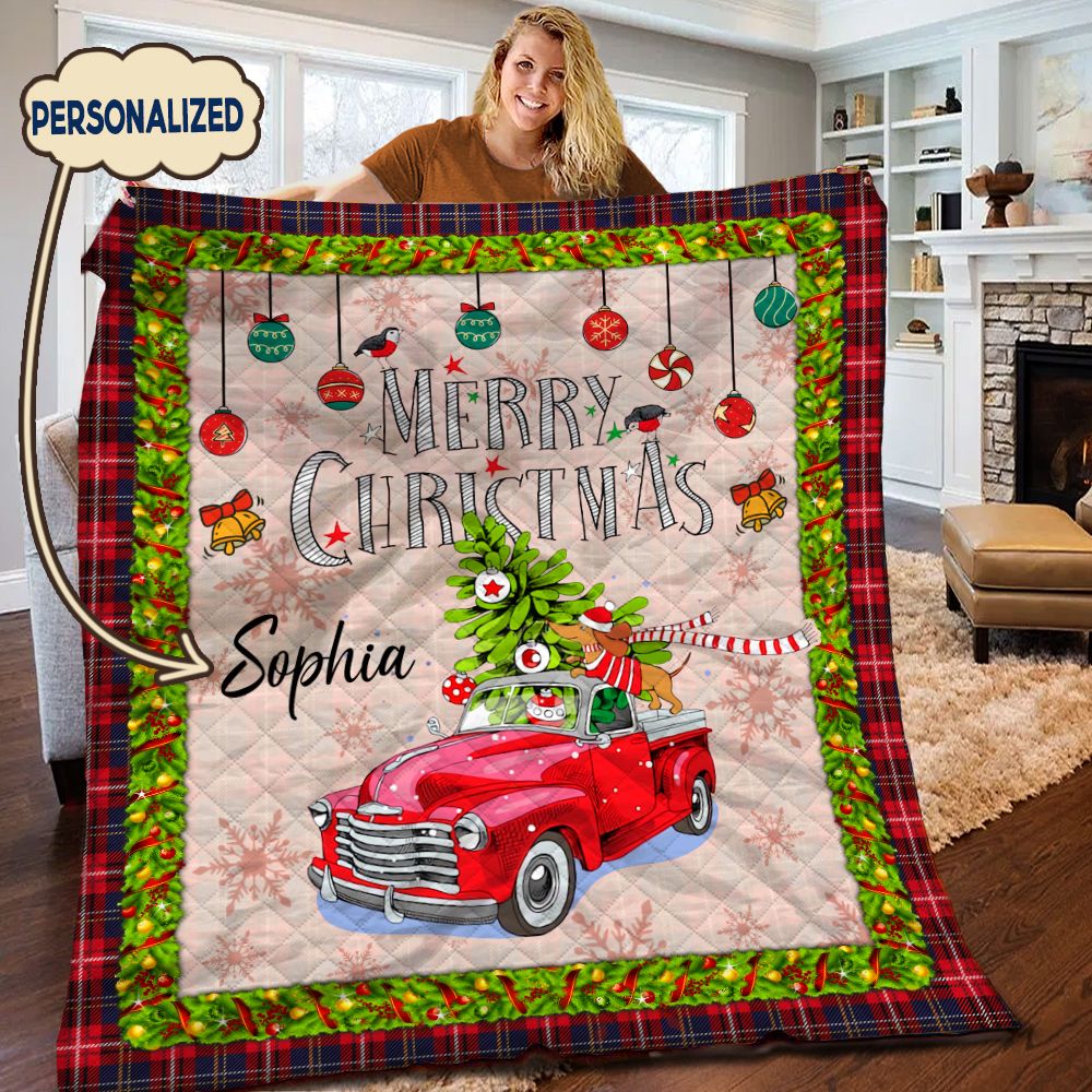 Dachshund Personalized HHH121107TN Quilt Blanket