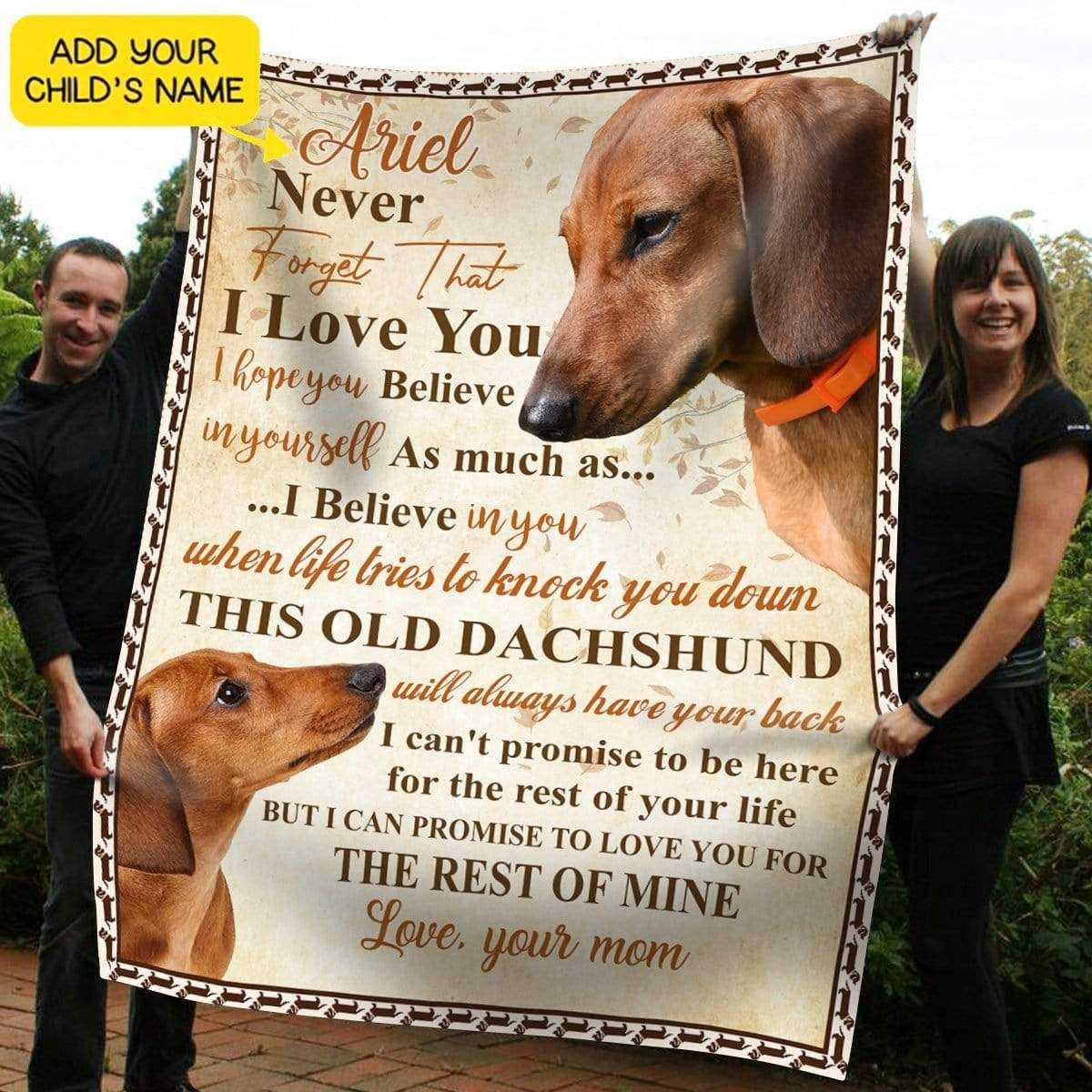 Dachshund Personalized Fleece Blanket