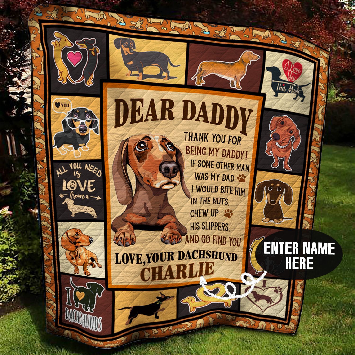 Dachshund Personalized Quilt Blanket BBB100623HT
