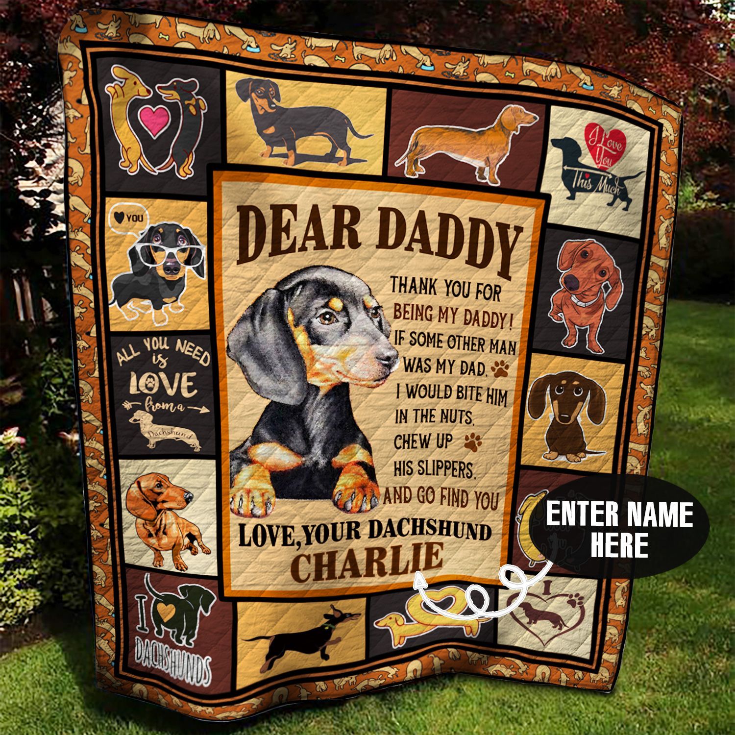 Dachshund Personalized Quilt Blanket BBB100624HT