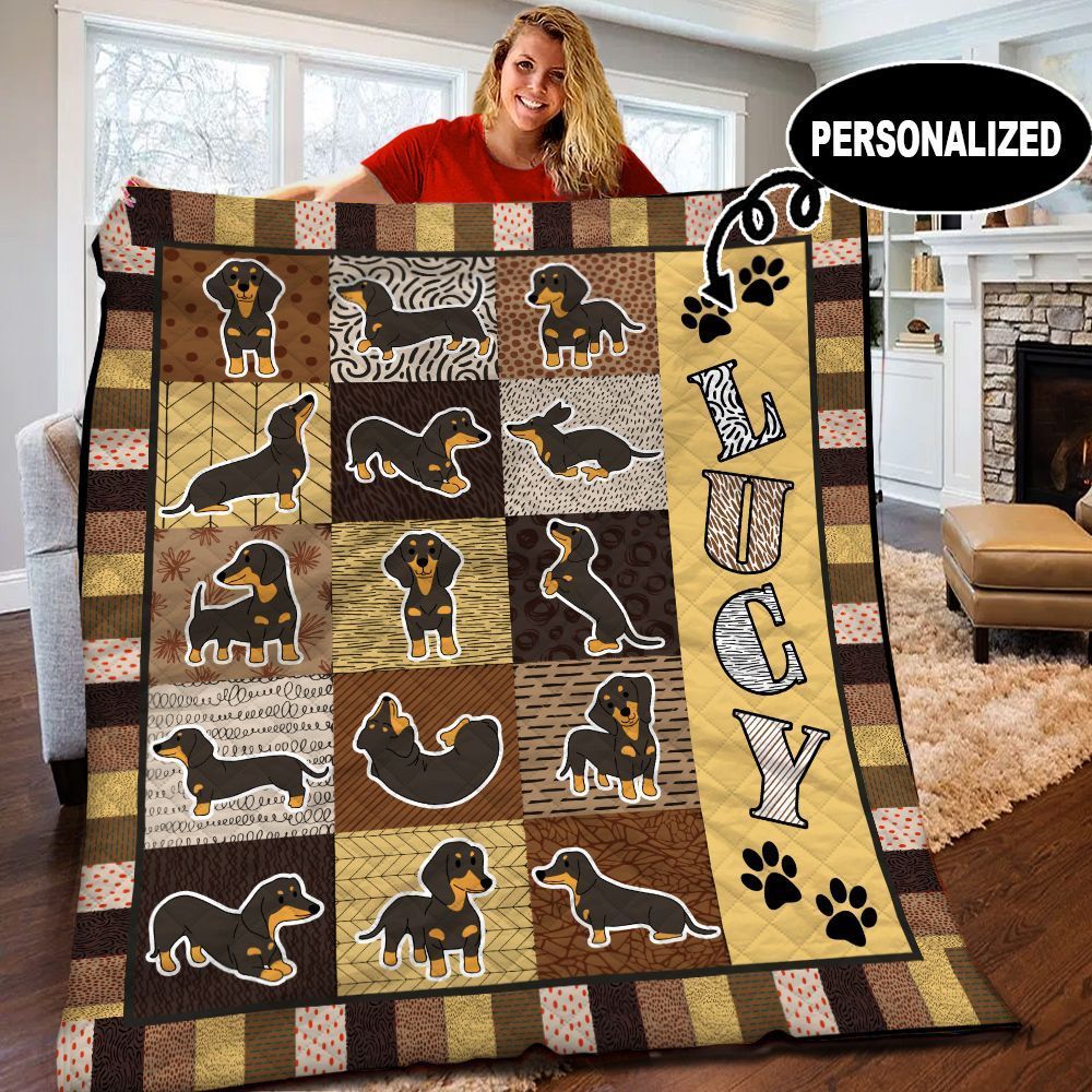 Dachshund Personalized Quilt Blanket BBB110528HT