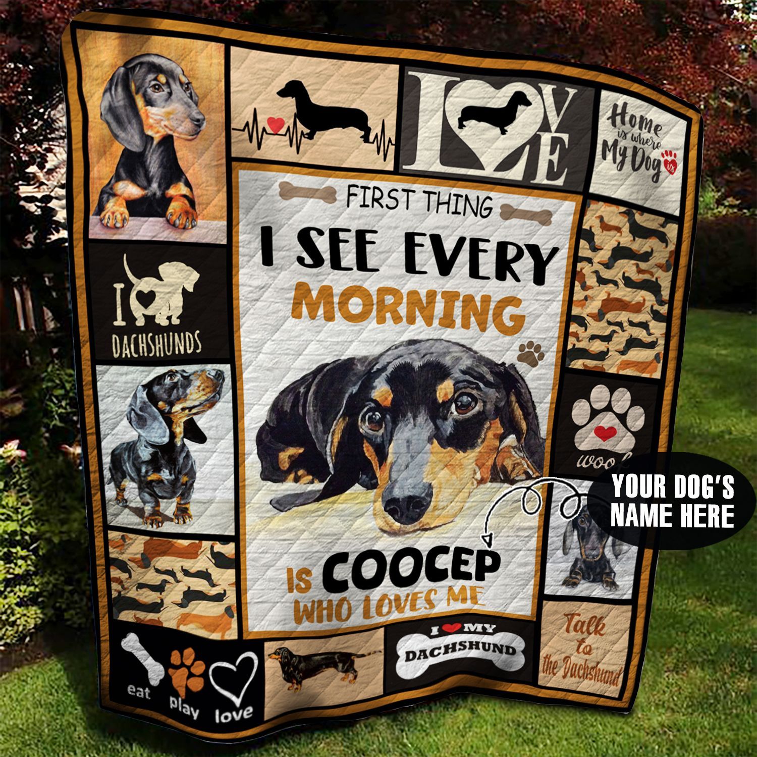 Dachshund Personalized Quilt Blanket BBB300508MH