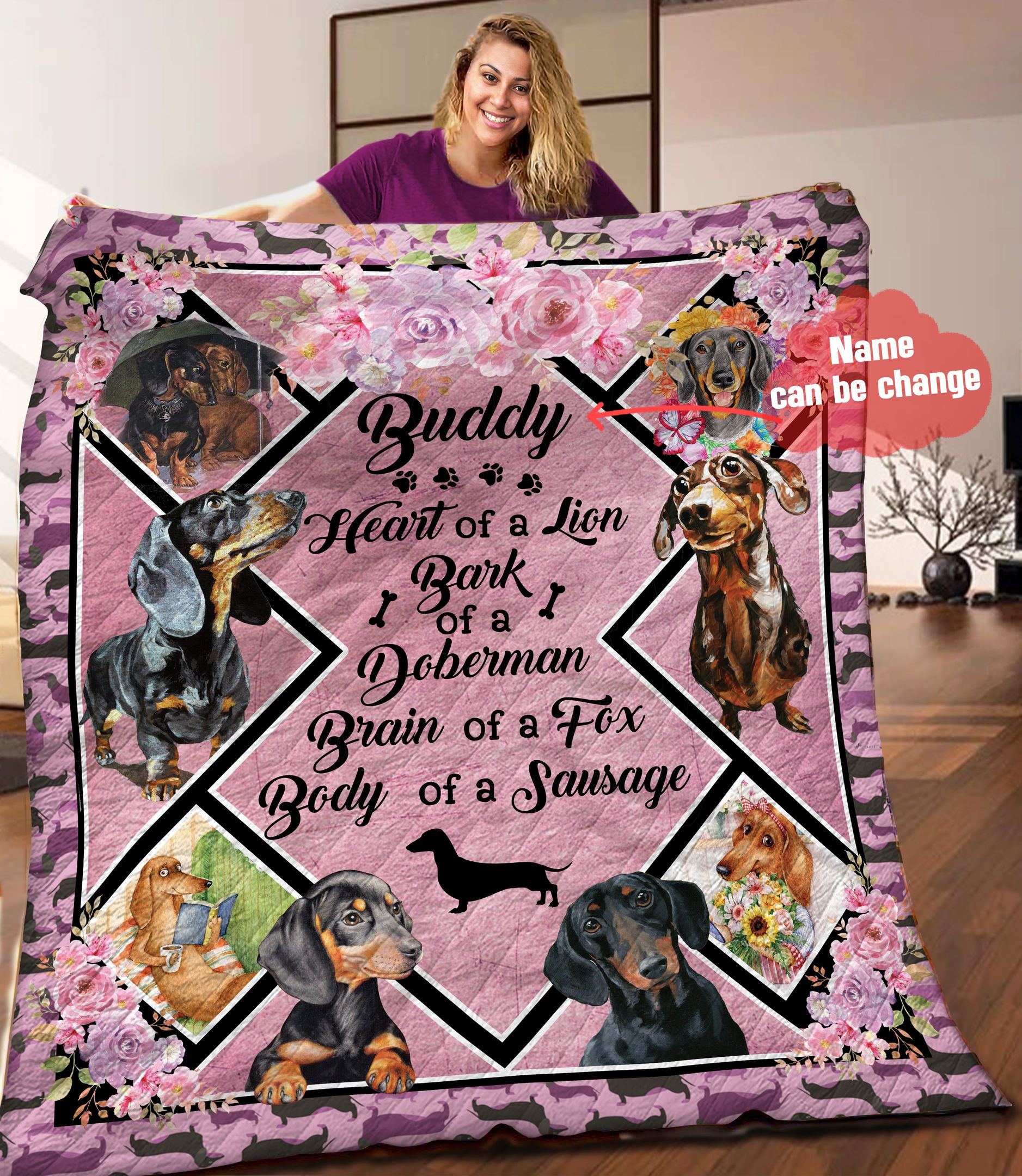 Dachshund Personalized Quilt Blanket HHH060605NA
