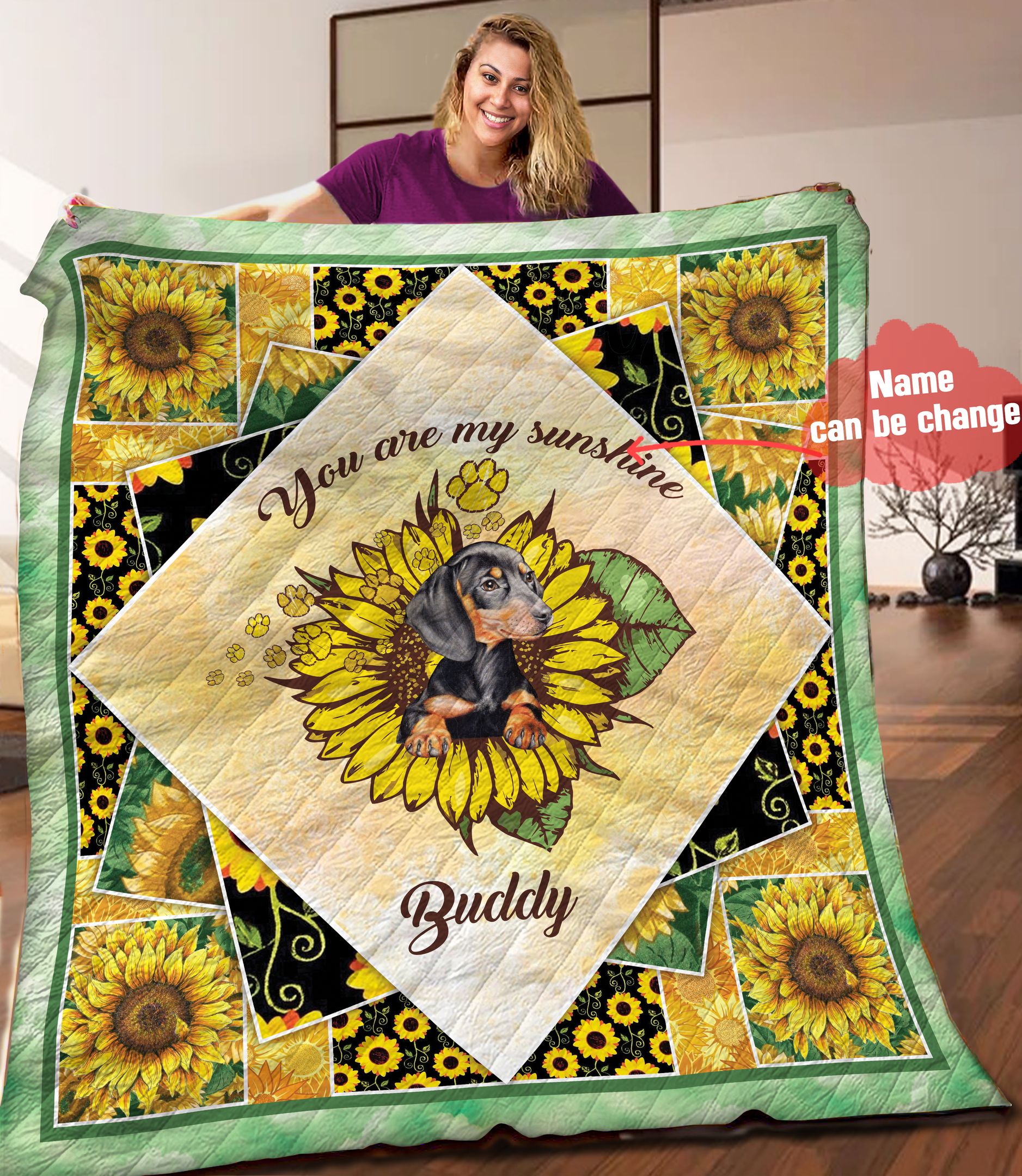 Dachshund Personalized Quilt Blanket HHH060611NA