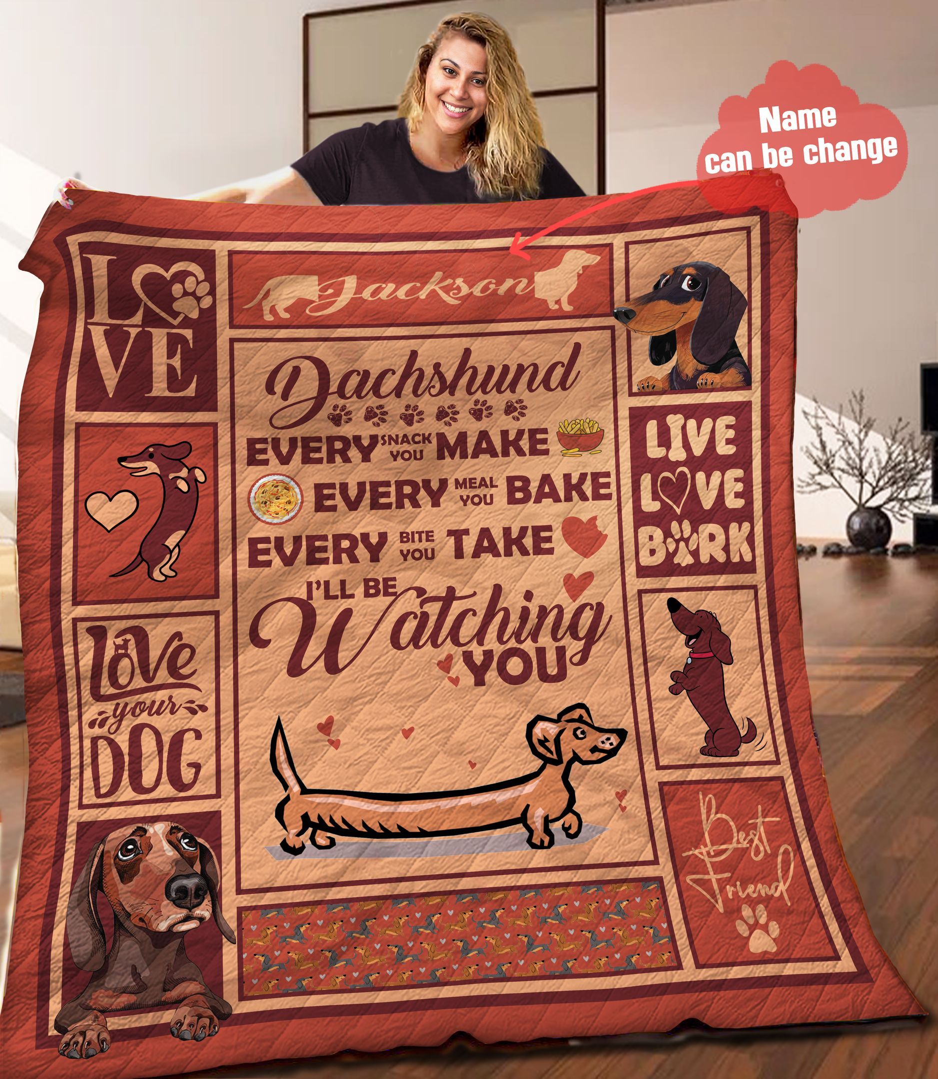 Dachshund Personalized Quilt Blanket HHH110614NA