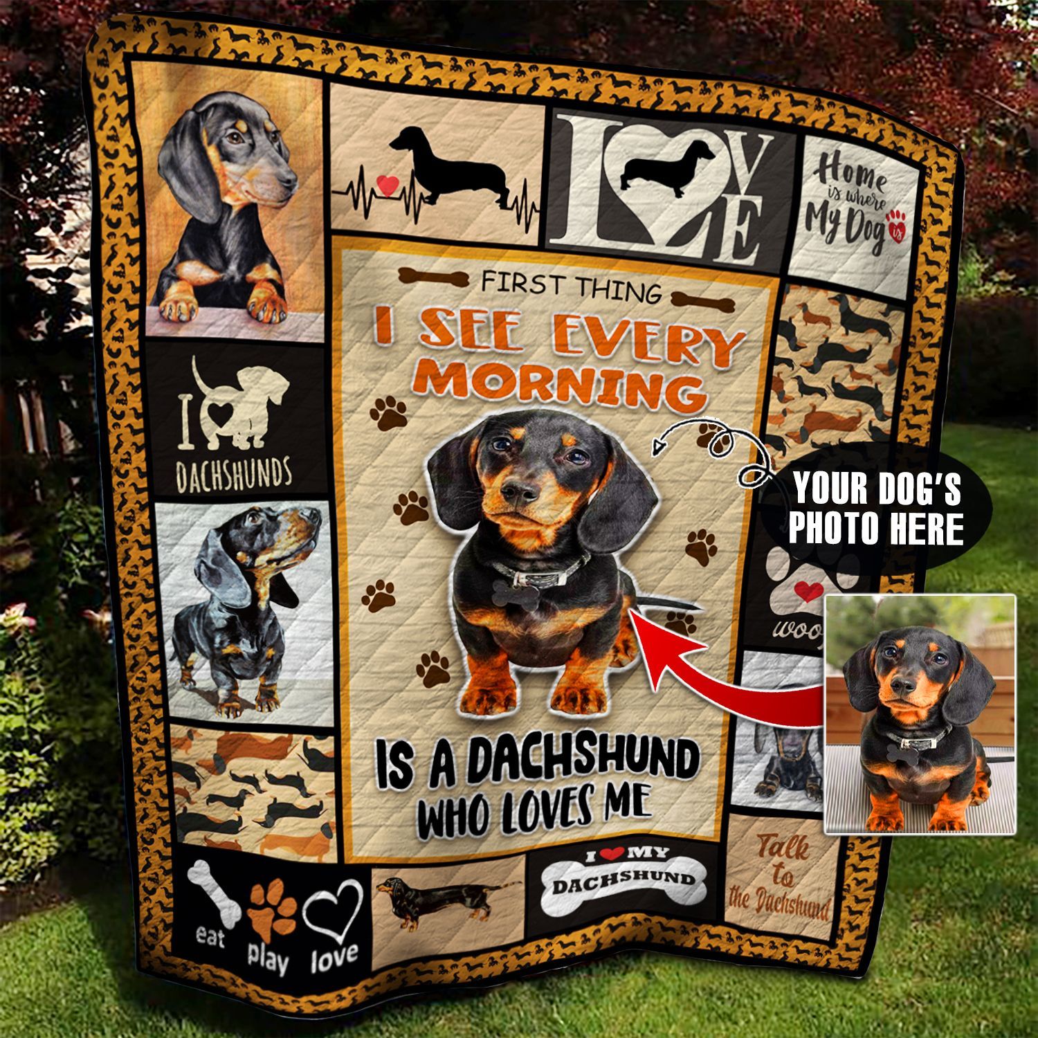 Dachshund Photo Personalized Quilt Blanket BBB300509MH