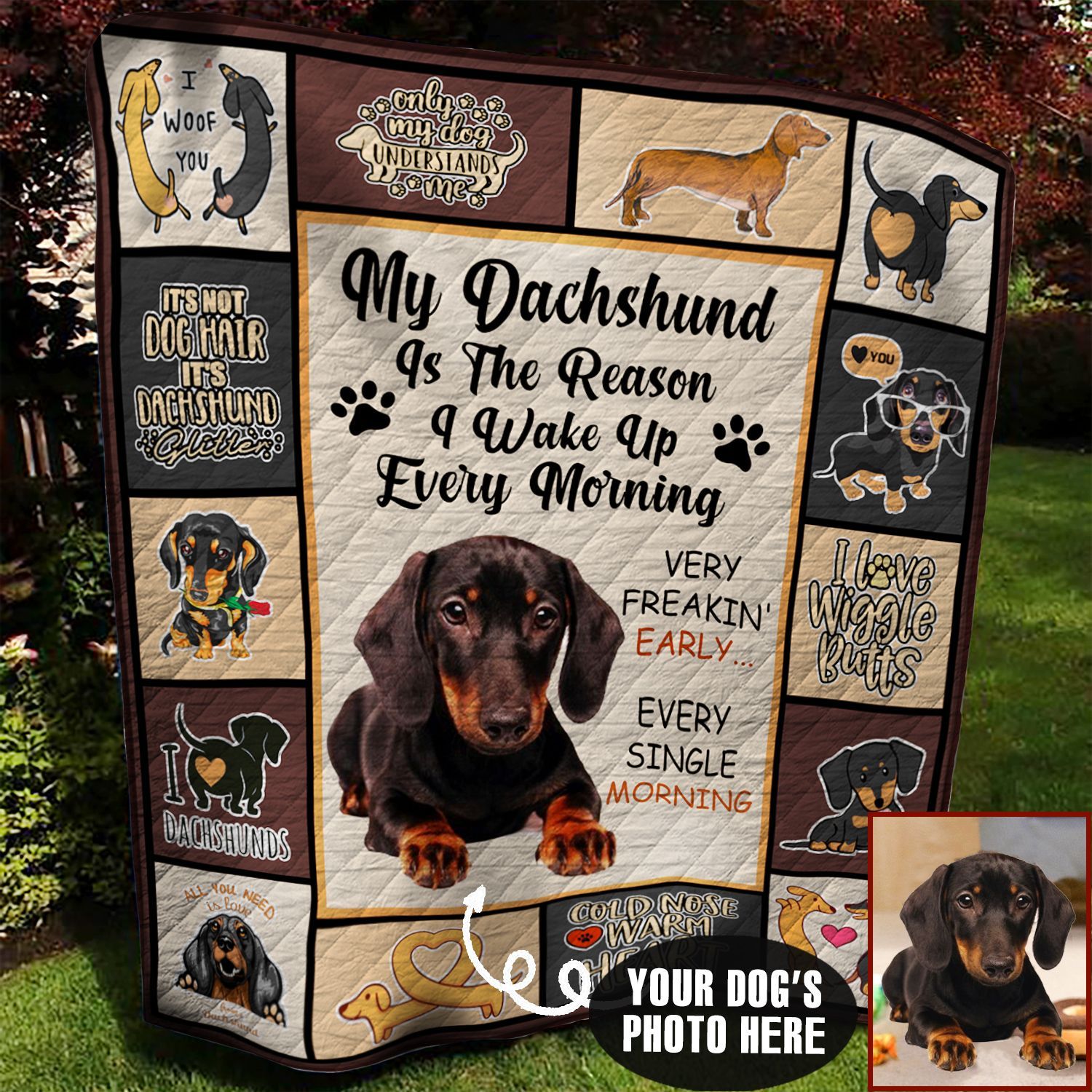 Dachshund Photo Personalized Quilt Blanket BBB300551HT